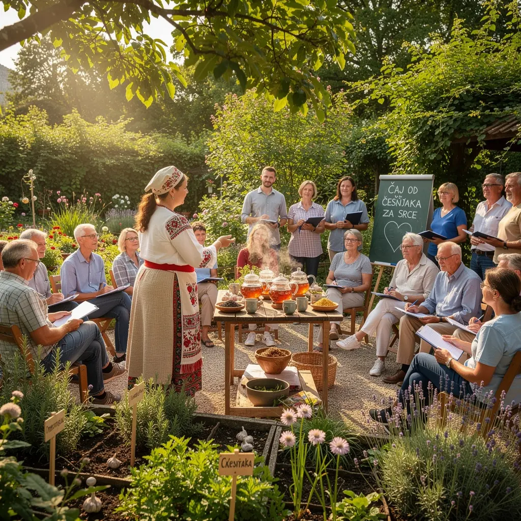 Zeleni čaj s češnjakom u šalici, simbolizirajući zdravlje srca.